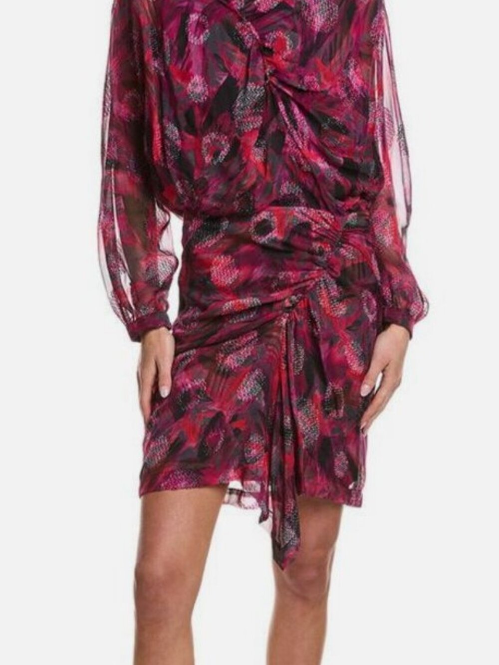 IRO Women's Red Paolina Chiffon Relaxed Fit Silk Mini Dress Plus Size 21W